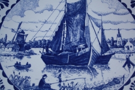 Wandbord Delftsblauw "Visser"