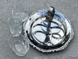 Vintage tafelsetje metaal-glas