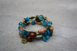 Spiraal armband blauw bruin