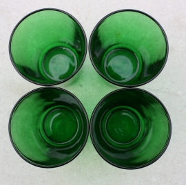 4 glaasjes groen glas France