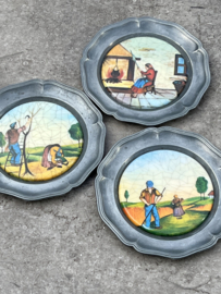 3 Wandbordjes tin klein