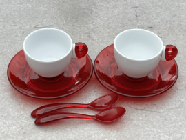 Espressokopjes Guzzini wit-rood