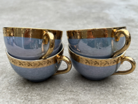 Vintage mini serviesje blauw-goud