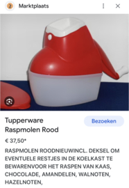 Tupperware rasp met bewaardoosje crème-rood