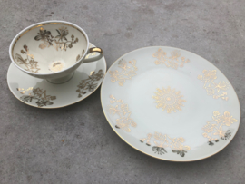 Vintage theetrio goud-bloem Winterling Marktleuthen