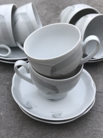 6 Koffiekopjes Schumann wit-grijs