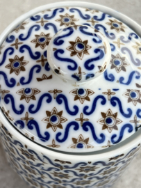 Melkkan en suikerpot blauw-bruin “mediterraans”