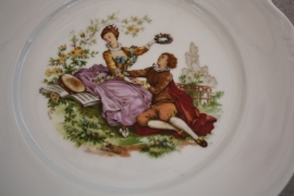 Vintage ronde schaal Rococo Watteau Winterling