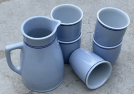 Kan met 5 mokjes blauw  Lilien Porzellan Austria