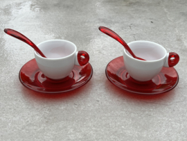 Espressokopjes Guzzini wit-rood