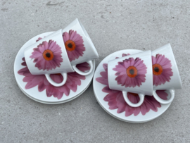 Set Espresso kopjes roze bloem
