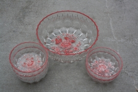 Schalenset met bloemmotief in roze