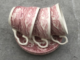 English Ironstone theekopjes landschap roze-rood