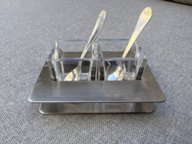 Vintage tafelsetje metaal en glas