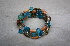 Spiraal armband blauw bruin