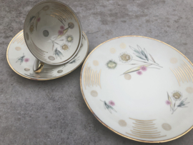 Vintage thee trio Winterling goud-pastel
