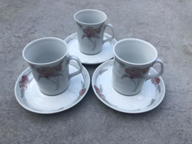 Koffiekopjes grijs-roze bloem Winterling DE