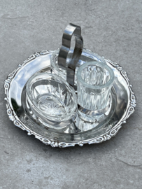 Vintage tafelsetje metaal-glas