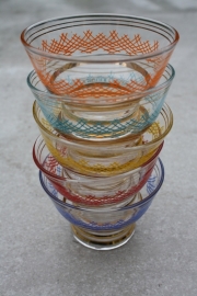 Set van 5 gekleurde glaasjes/schaaltjes