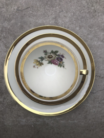 Vintage theetrio Bavaria goud-bloem