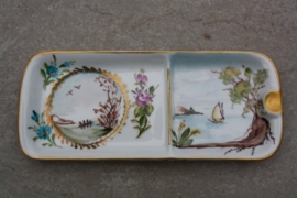 Limoges plateau met kopje en asbak, handgeschilderd