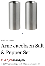 RVS peper- en zoutstel Arne Jacobsen Stelton Denmark