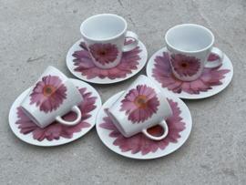 Set Espresso kopjes roze bloem