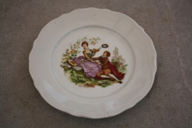 Vintage ronde schaal Rococo Watteau Winterling