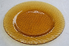 Schaal amberkleurig glas