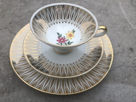 Vintage theetrio goud-roze-geel  Winterling Marktleuthen