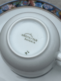 Set van 2 kopjes Kronester Bavaria bloemenrand