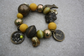 Armbandje koper, beige, groen