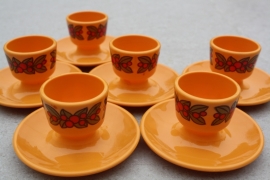 Eierdopjes retro oranje plastic