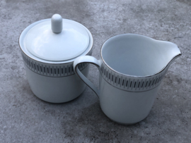 Suikerpotje & melkkannetje  wit-zilver Eschenbach