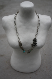Korte ketting zilver groen