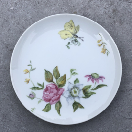 Klein vintage bordje vlinder-bloem
