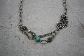 Korte ketting zilver groen