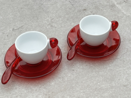 Espressokopjes Guzzini wit-rood