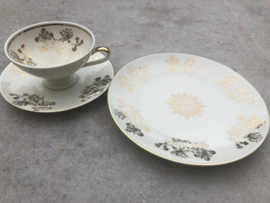 Vintage theetrio goud-bloem Winterling Marktleuthen