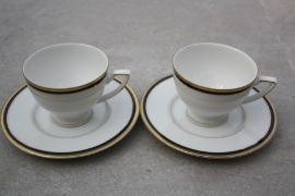 Set kopjes blauw-goud "HW"