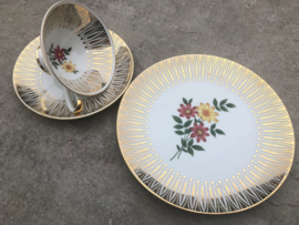 Vintage theetrio goud-roze-geel  Winterling Marktleuthen