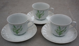 3 Koffiekopjes lelietjes van dalen