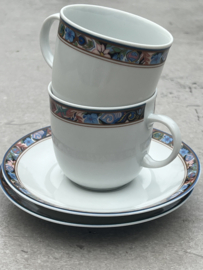 Set van 2 kopjes Kronester Bavaria bloemenrand