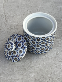Melkkan en suikerpot blauw-bruin “mediterraans”