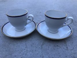 Set espresso kopjes blauwe rand Eschenbach