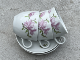 3 Koffiekopjes Kahla roze bloem
