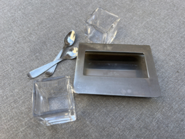 Vintage tafelsetje metaal en glas