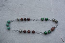 Ketting metaal, groen, bruin