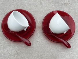 Espressokopjes Guzzini wit-rood
