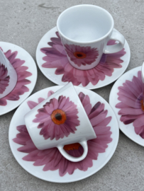 Set Espresso kopjes roze bloem